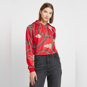 Nike Icon Clash Womens red print Cropped Hoodie Medium